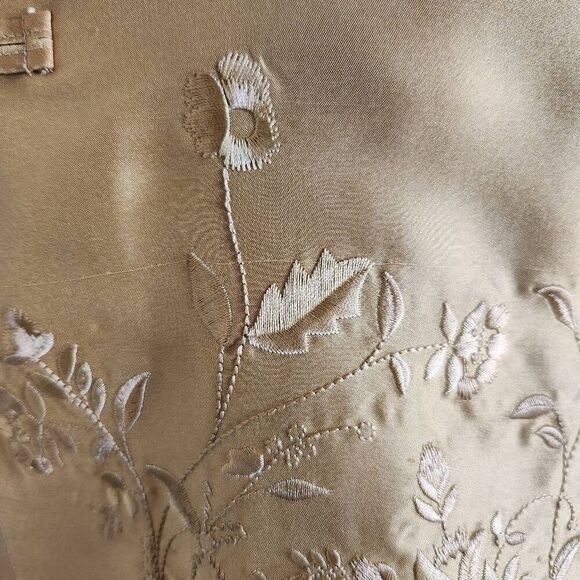 Soma intimates 2 women's vintage 90s cream silky tunic embroidered floral - Picture 5 of 6